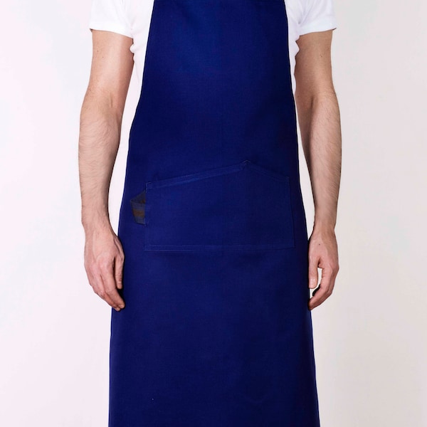 Unisex apron,full apron,color blue,Barista Apron, kitchen, restaurant, cocktail bar, two pockets, removable strap, adjustable,grembiule