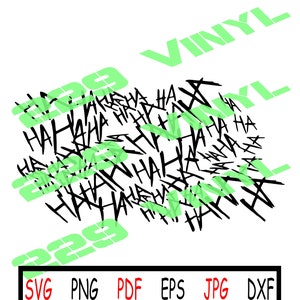 May include: Black and white graphic design featuring the word "HA" repeated multiple times in a chaotic pattern. The words "VINYL" are written in green letters on the top and bottom of the design.