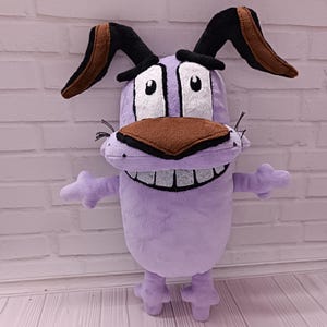 Courage, custom plush toy dog, inspired by cartoon "Courage the cowardly dog"