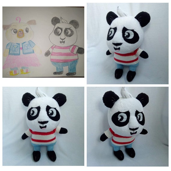 Custom Plush. Toy According to the Child's Drawing Chip and Potato. Plush  Panda. Handmade Toy 