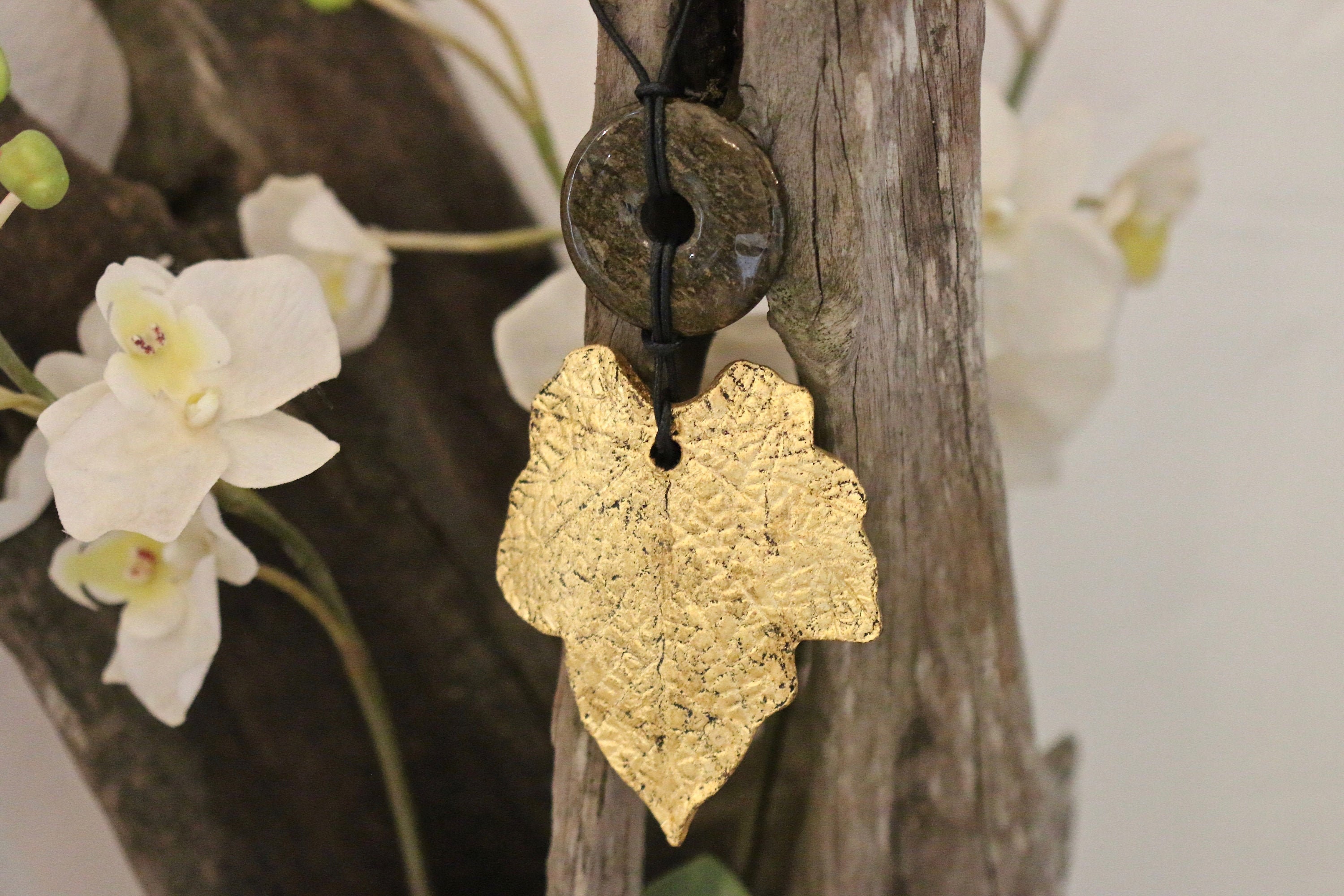 Porte Bonheur Raku Or Bronzite Amulette Céramique Donut Bijou