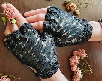 US STOCK**Leather black fingerless driving gloves woman