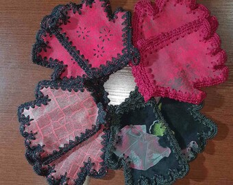 Mitaines en cuir rouge femme