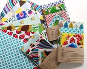 Set of 5 -100 Natural Reusable Beeswax Food Wrap (Choose your fabric)