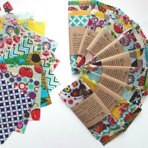 Herbruikbare voedselverpakkingsset bijenwas: milieuvriendelijk keukencadeau, handgemaakt in het Verenigd Koninkrijk