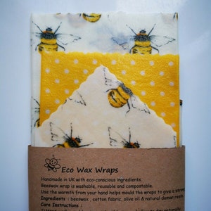 100% Natural Reusable Beeswax Food Wrap-Bees.Choose your set.Zero Waste Gift