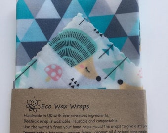 100% Natural Reusable Beeswax Food/Sandwich Wrap-Hedgehog.Choose your set. Zero Waste Gift