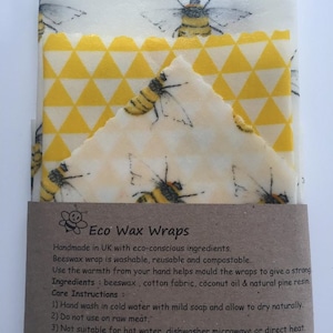 100% Natural Reusable Beeswax Food Wrap-Bees. Choose your set. Zero Waste Gift