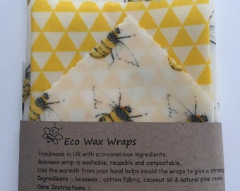 100% Natural Reusable Beeswax Food Wrap-Bees. Choose your set. Zero Waste Gift