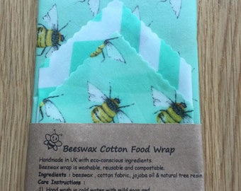 100% Natural Reusable Beeswax Food Wrap-Bee. Choose your set. Zero Waste Gift