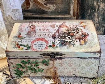 Wooden Jewellery Box French Floral Chic Sweetpea Tea Memory Keepsake Victorian Vintage Gift Country Garden Seed Caddy