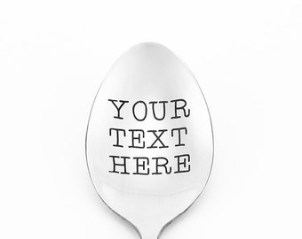 Your Text Here Custom Stamped Spoon Tea Hand Stamped Spoon Coffee Custom Engraved Spoon Engraved Teaspoon Custom Spoon Metal Stamping Spoon