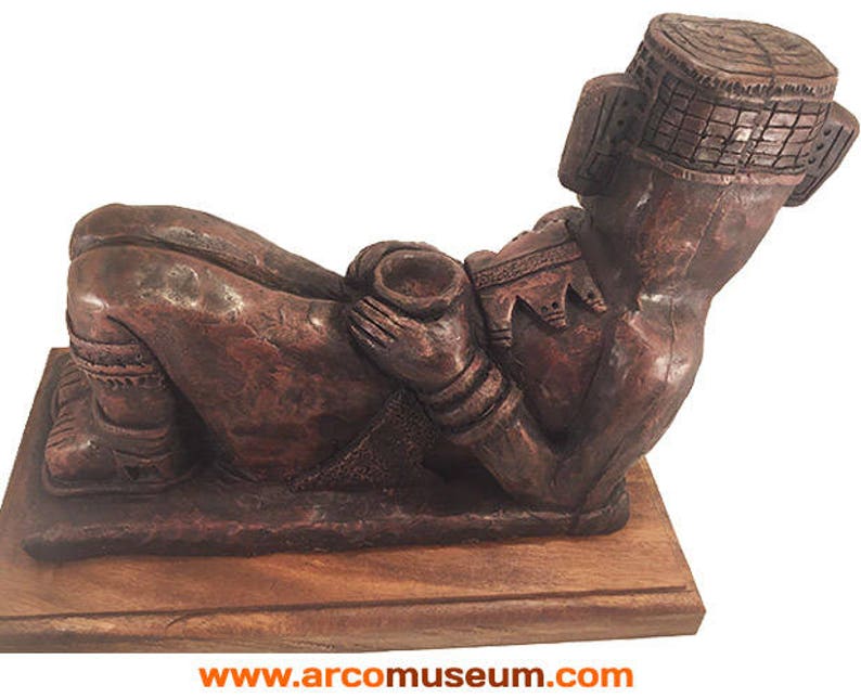 Chacmool Sculpture Mayan, Aztec and Toltec Chatmool Replica Figure Pre columbian Handmade Statue image 5