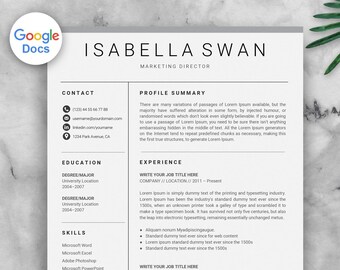 google docs resume etsy