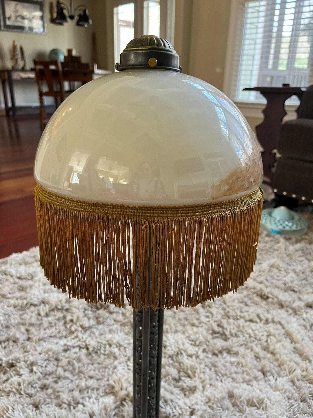 Vintage Porcelain Lamp Shade With Fringe Etsy
