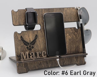 Custom docking station, Christmas air force gift, air force wife, storage gift for him, US air force, gift for him, gift for pilot