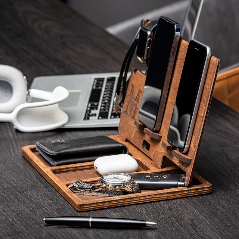 Wooden Docking Station Gift for Husband Wood Valet Etsy