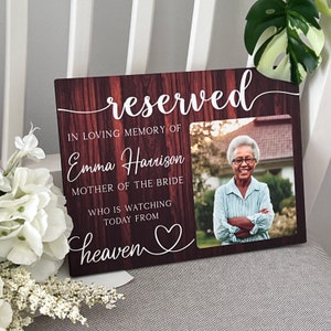 Personalized Memorial Wedding Sign: Reserved Chair Plaque