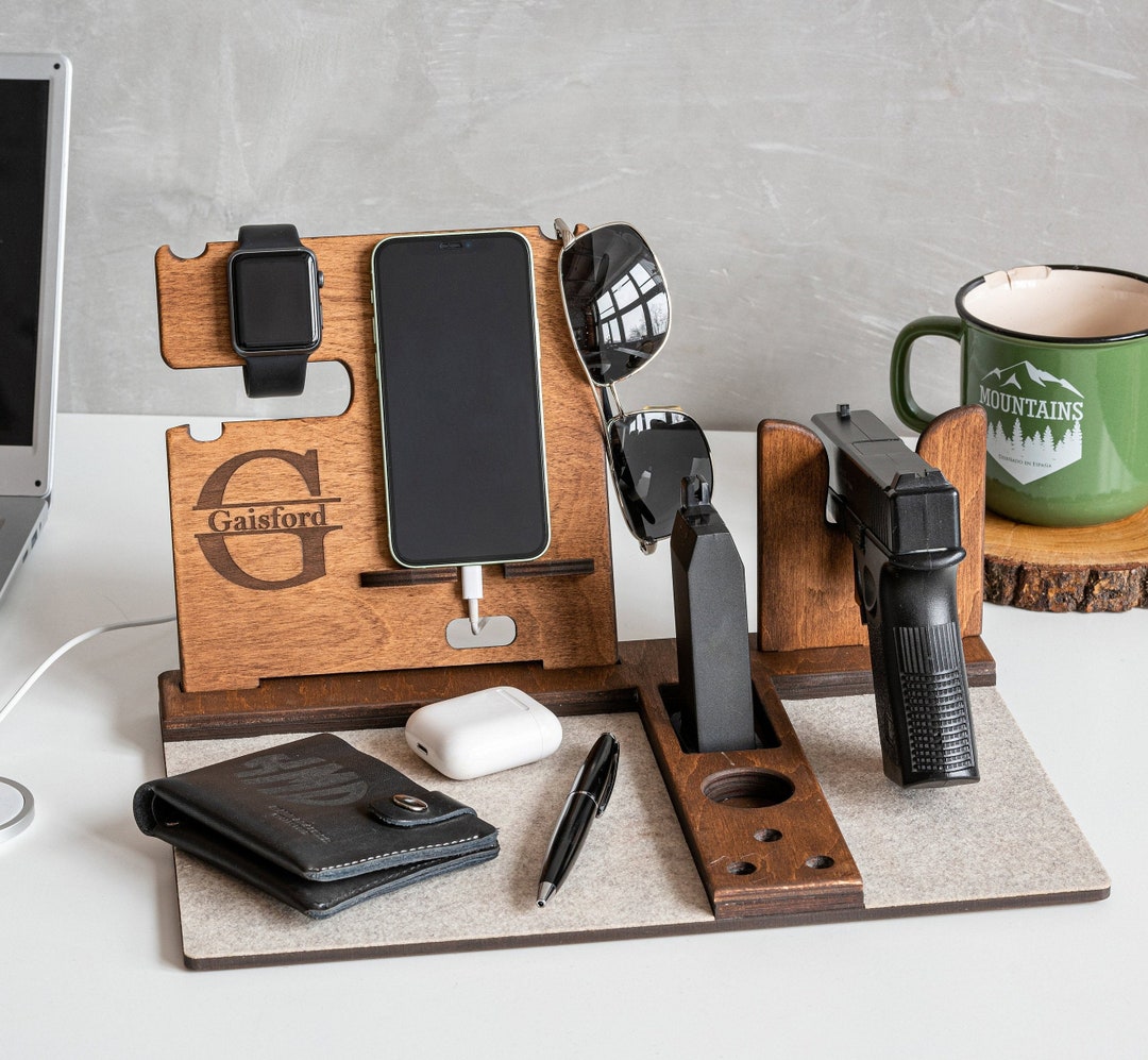 Wooden Gun Holder Dock Station Pistol Holder Personalized Etsy