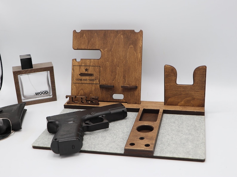 Wooden Gun Holder Dock Station Pistol Holder Personalized Etsy
