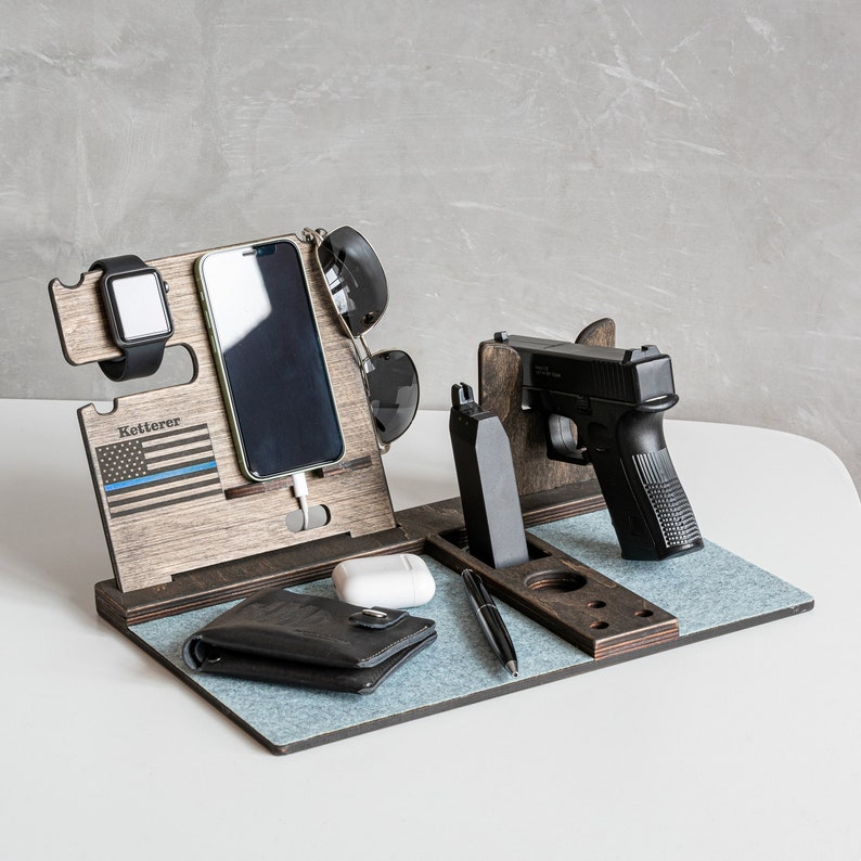 Wooden Gun Holder Dock Station Pistol Holder Personalized Etsy