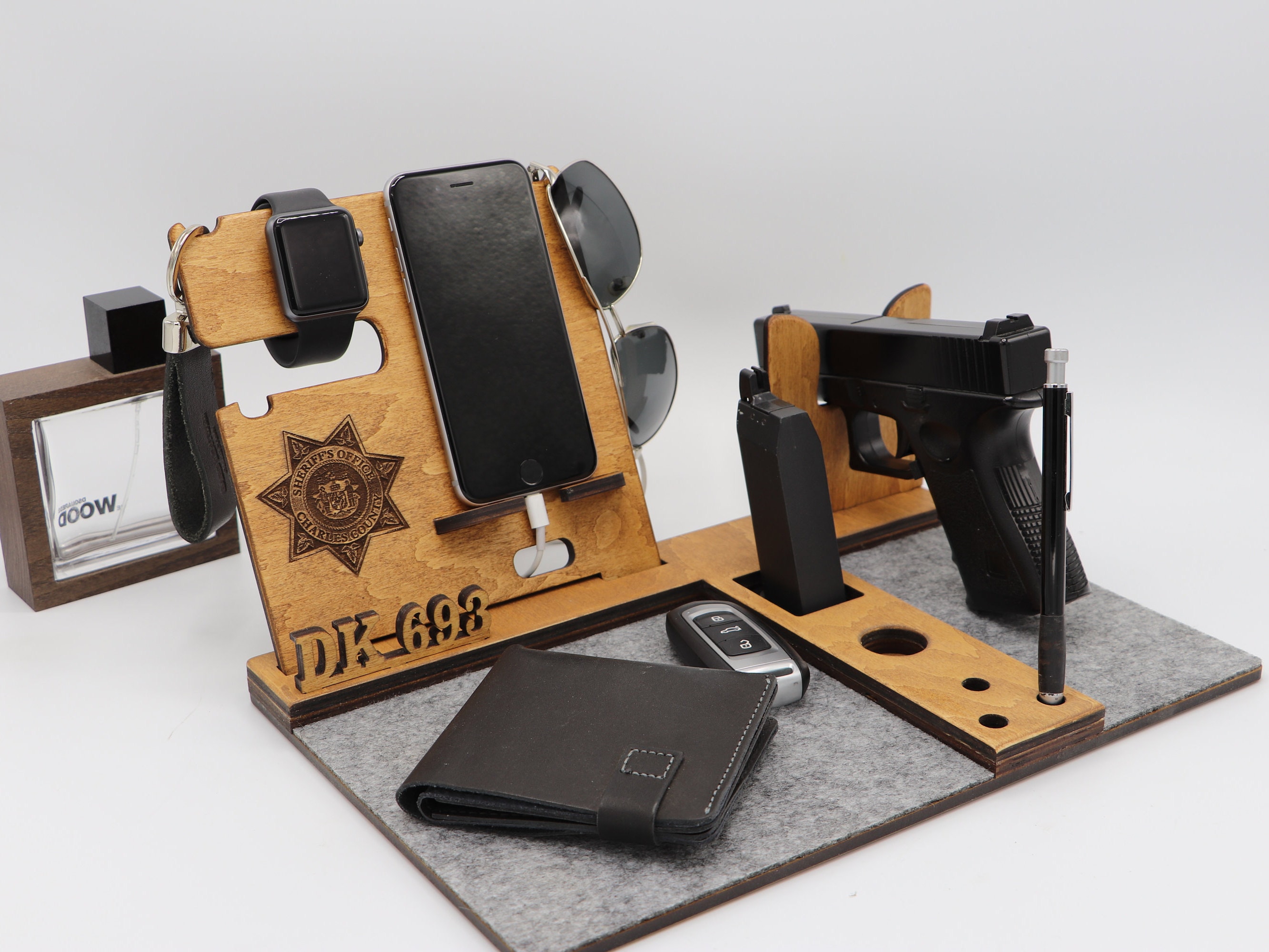 Custom Police officer gift for men Gun rack with nightstand Etsy