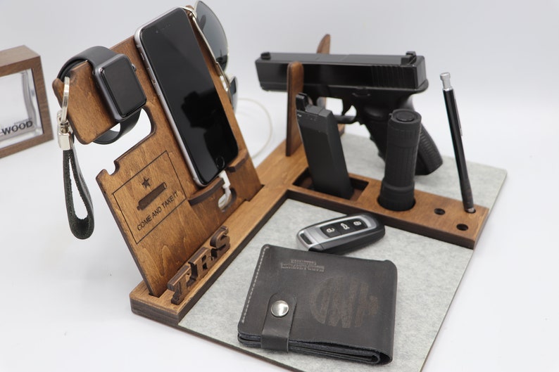 Wooden Gun Holder Dock Station Pistol Holder Personalized Etsy