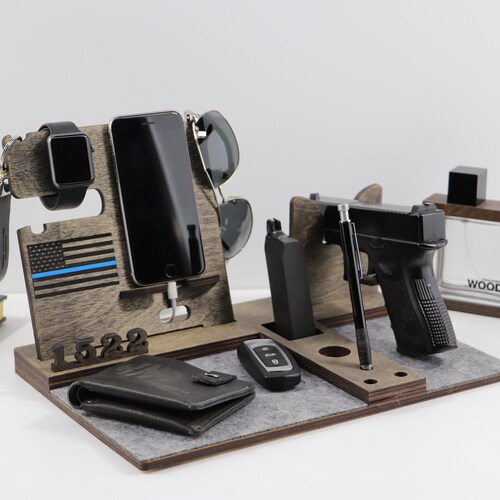 Firefighter Gift Wood Stand for Gun Nightstand With Gun Etsy