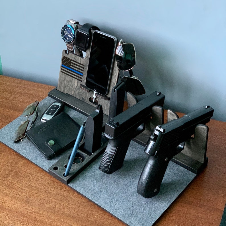 Personalized Wood Docking Station With Holder for Two Guns Etsy