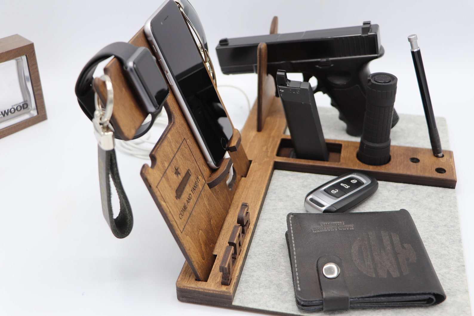 Wooden Gun Holder Dock Station Pistol Holder Personalized Etsy