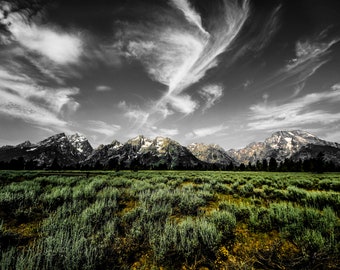 Dramatic Skies over Tetons Signed Numbered Giclee Photo Print