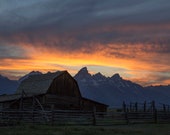 Moulton Barn at Sunset Signed Numbered Giclee Photo Print