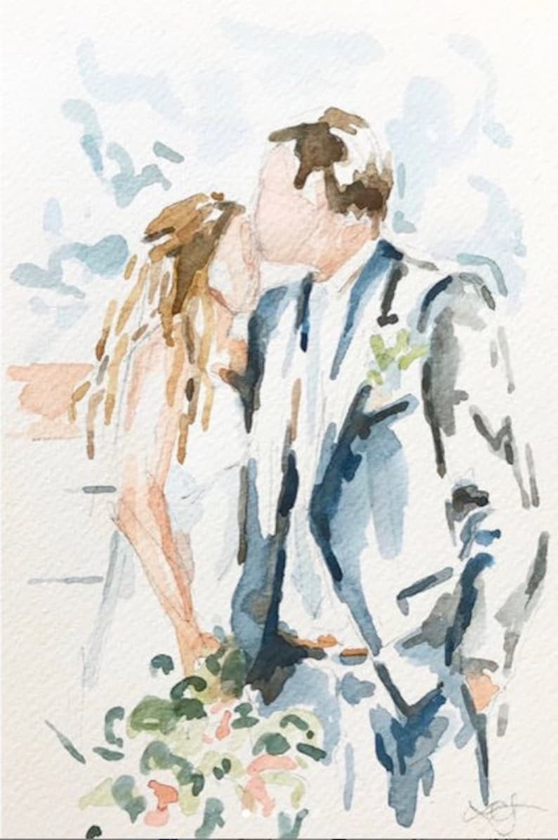 Wedding portrait original custom watercolor painting Etsy