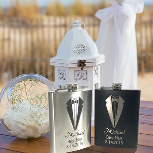 Personalized Stainless Steel Flask - Silver or Black - Groomsman/Best Man Gift