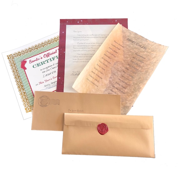 Personalized Letter From Santa Claus Bundle- Including Letter, Nice Certificate, and Nice List