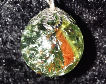 Ice Marble [357] - Chain with Glass Marble Pendant - DIY Crush Marble / Ice Marble