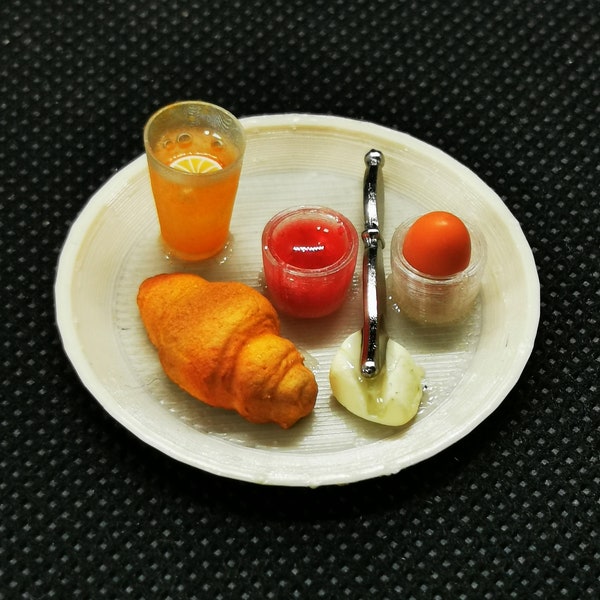 Assiette de petit-déjeuner - petit-déjeuner - miniature ! - FAIT MAIN - UNIQUE