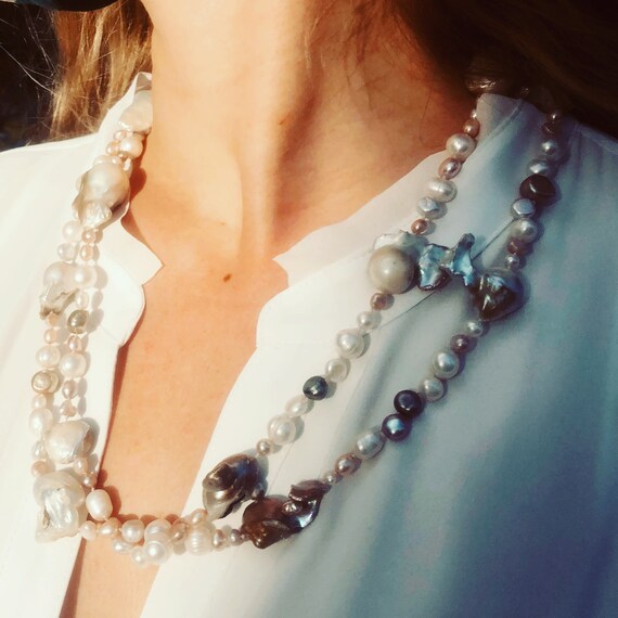 Freshwater pearl rope necklace deals