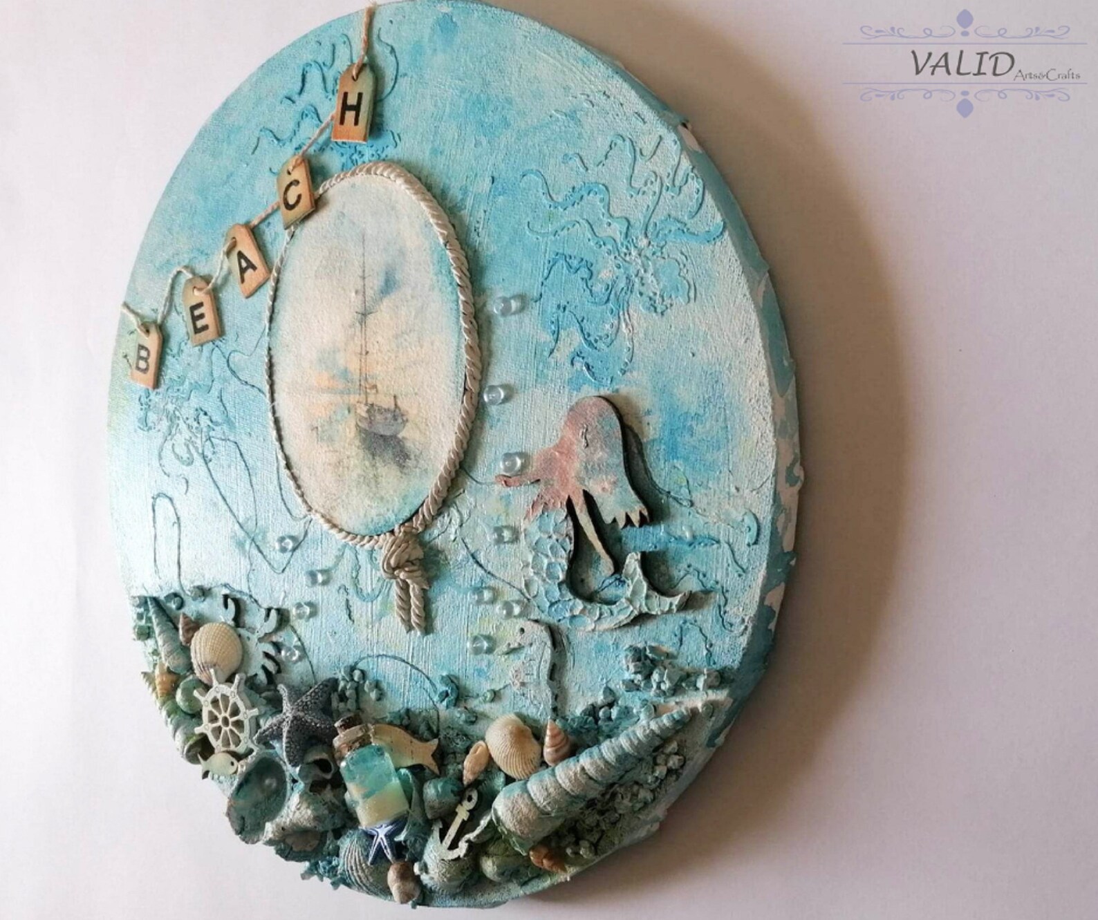Mixed Media Wall Decor/real Seashell/seaside Cottage Decor/sea Themed