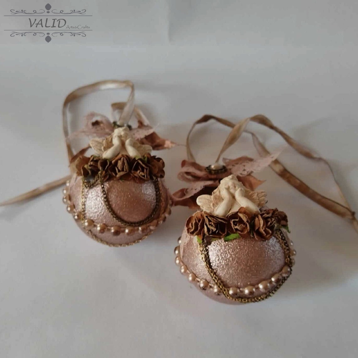 Victorian Style Christmas Ornament With an Angel/set of 2/ Waterdrop ...