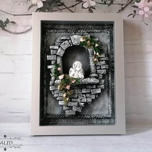 Angel decor - 3D hanging decor - stone window