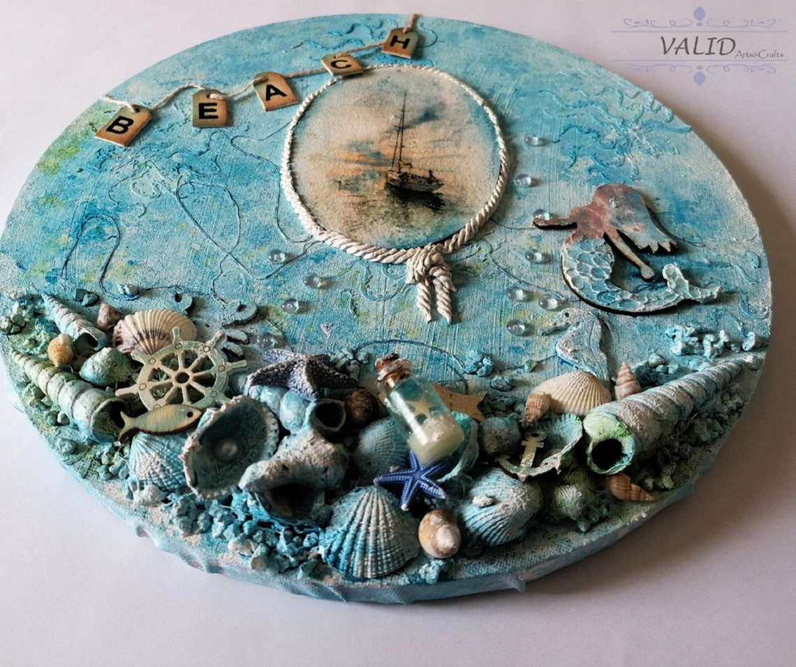 Mixed Media Wall Decor/real Seashell/seaside Cottage Decor/sea Themed