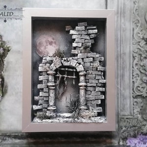 3D decor/ shadow box / old stone gate
