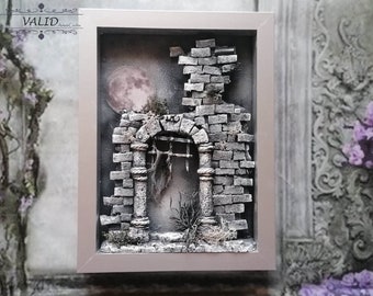 3D decor/ shadow box / old stone gate