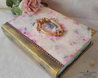 Wooden book box, rococo style, handmade