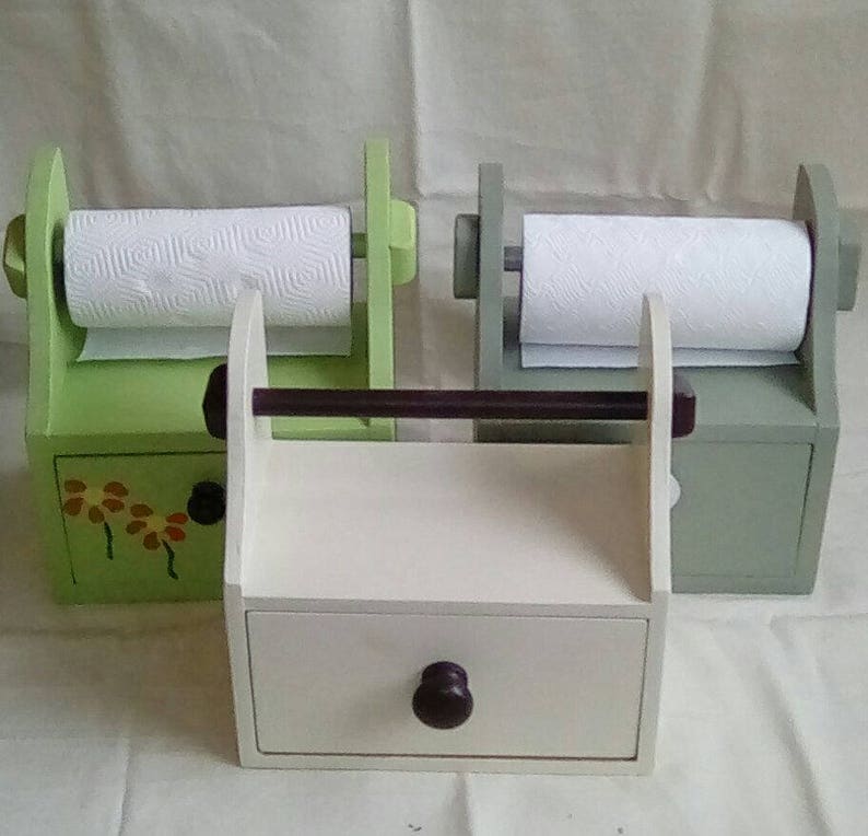 Handmade Kitchen Roll Holder With Drawer Etsy