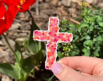 Floral Cross Sticker, Christian Sticker, God is Good, Jesus Loves, Faith Sticker, Cute Stickers