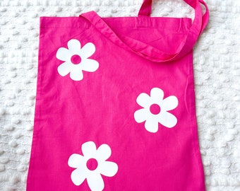 Pink Reusable Lightweight Tote Bag, Flower Tote Bag, Market Tote, Beach Tote