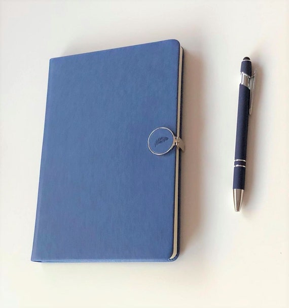 IDNY Leather Hardcover Leather Journal Leather Writing Notebook with Magnetic Clasp Pink Navy