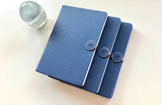 IDNY Leather Hardcover Leather Journal Leather Writing Notebook with Magnetic Clasp Pink Navy